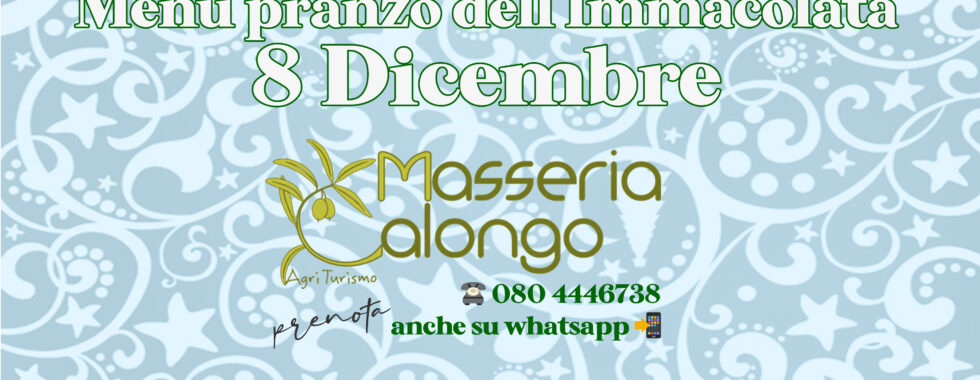 Menù Pranzo dell’Immacolata lunedì 8.12.2025
