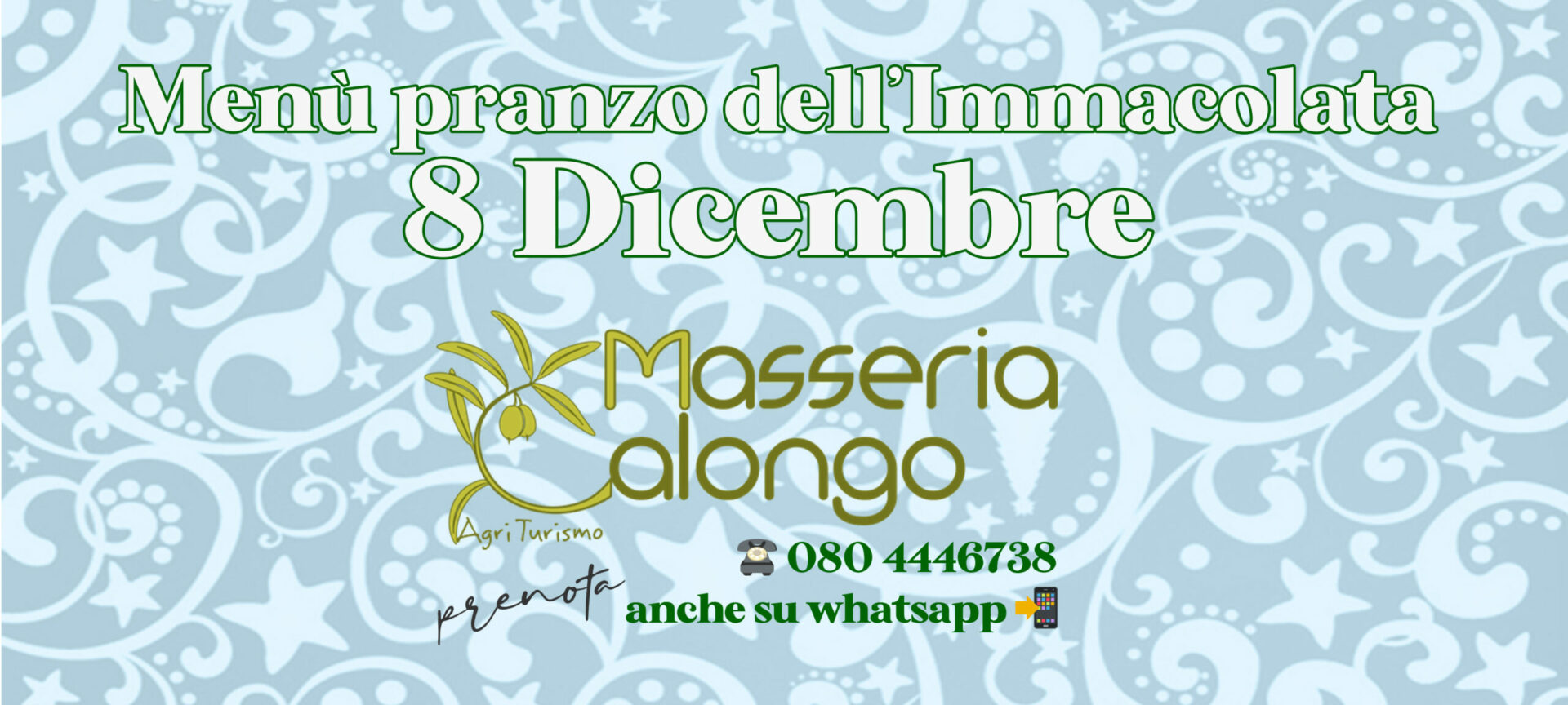 Menù Pranzo dell’Immacolata lunedì 8.12.2025