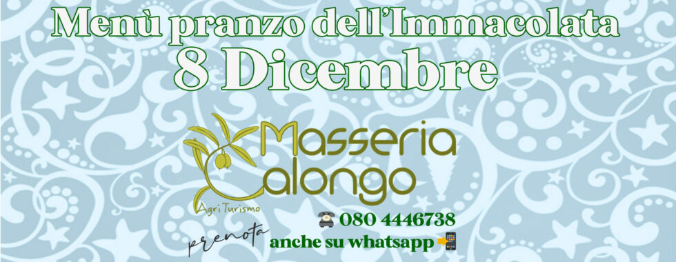 Menù Pranzo dell’Immacolata lunedì 8.12.2025